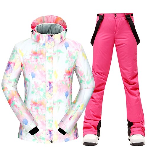 

MUTUSNOW Women's Ski Jacket with Bib Pants Outdoor Autumn / Fall Waterproof Windproof Warm Skiing Clothing Suit for Skiing Hiking Snowboarding Winter Sports / Fashion