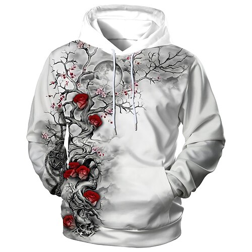 

Men's Unisex Hoodie Pullover Hoodie Sweatshirt Gray Hooded Graphic Prints Flower Print Daily Sports 3D Print Designer Casual Big and Tall Spring & Fall Clothing Apparel Hoodies Sweatshirts Long