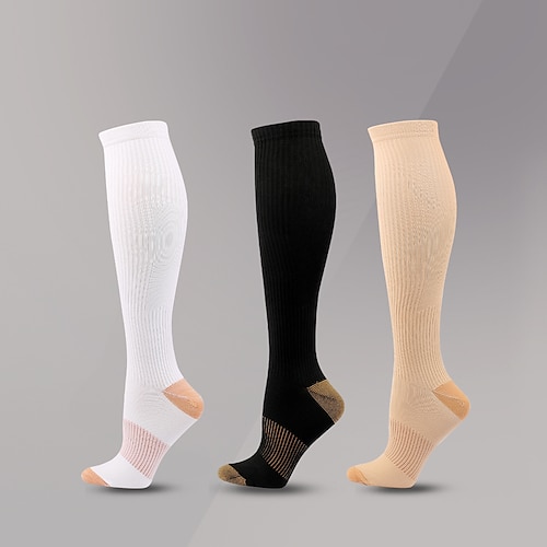 

Women's Stockings Thigh-High Crimping Socks Tights Stress Relief Leg Shaping High Elasticity Nude Black White S / M L / XL