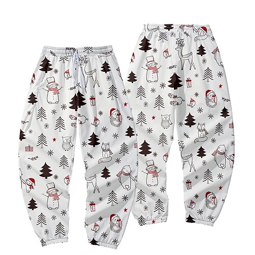 

Men's Christmas Pants Sweatpants Pants Trousers Trousers 3D Print Elastic Drawstring Design Graphic Outdoor Sports Full Length Christmas Casual Daily Sports Fashion Green Black Micro-elastic