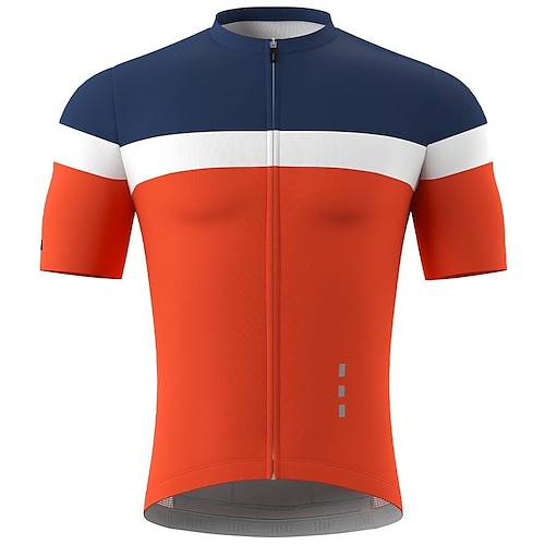 

21Grams Men's Cycling Jersey Short Sleeve Bike Top with 3 Rear Pockets Mountain Bike MTB Road Bike Cycling Breathable Quick Dry Moisture Wicking Reflective Strips White Purple Dark Blue Color Block