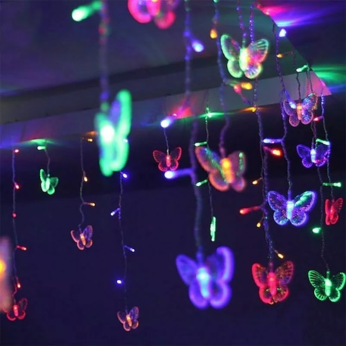 

3.5M 96Led Butterfly LED String Strip Light Festival Holiday Icicle Curtain Lights Christmas New Year Lamp AC110V 220V 230V 240V EU US AU UK Plug