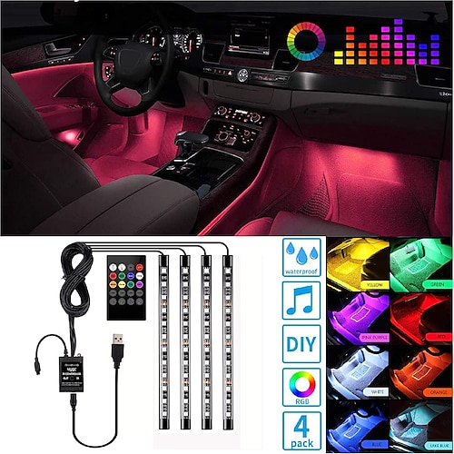 

OTOLAMPARA 1 Set USB Connection 48W Car Atmosphere Lamp Home/Car Usage Music Control 7 Colors 16 Models Super Bright LED MMM Sticker LED Atmosphere Light for Computer/ Charger/ Motorcycle/ Car etc