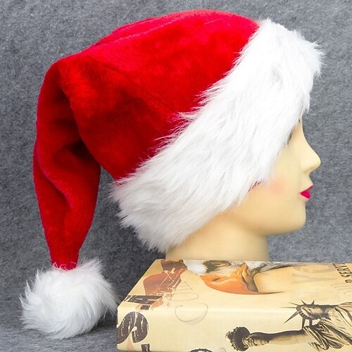 

Men's Hat Party Hat Red Christmas Pure Color Color Block Christmas Portable