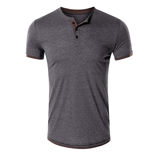 

Per uomo Camicia Henley Magliette Liscio Girocollo Giornaliero Per eventi Manica corta Bottone giù Abbigliamento Di tendenza Streetwear Informale