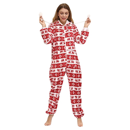 

Papá Noel Reno Pijamas de navidad Pijamas Kugurumi Hombre Mujer Fiesta de disfraces Navidad Navidad Carnaval Mascarada Juventud Adulto Fiesta Navidad Vacaciones Vellón de Coral Pijama Mono
