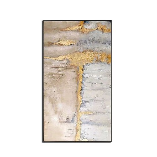 

Oil Painting Handmade Hand Painted Wall Art Simple Gold Foil Abstract Room Pictures Home Decoration Decor Stretched Frame Ready to Hang