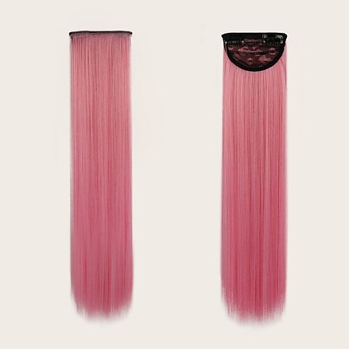 

Ponytails Straight Synthetic Hair 22 inch Hair Extension Clip In Pink 1pc Anime Cosplay Adjustable Female All Christmas Gifts Party New Year