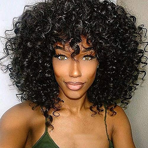 

Human Hair Wig Short Curly Neat Bang Black Party Women Easy dressing Capless Indian Hair Burmese Hair Women's Black 10 inch 12 inch 14 inch Party / Evening Daily Daily Wear