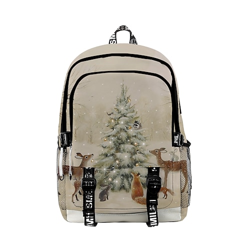 

Unisex Oxford Cloth 300D School Bag Commuter Backpack Large Capacity Zipper School Daily Christmas Khaki