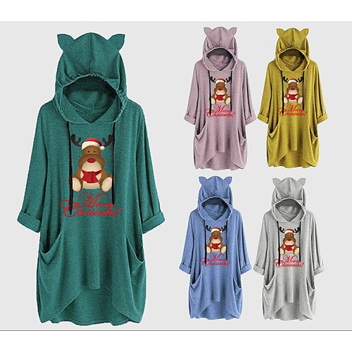 

Inspired by Christmas Reindeer letter Hoodie Anime Cartoon Anime Cat Ear Harajuku Graphic Hoodie For Men's Women's Unisex Adults' Hot Stamping Polyster