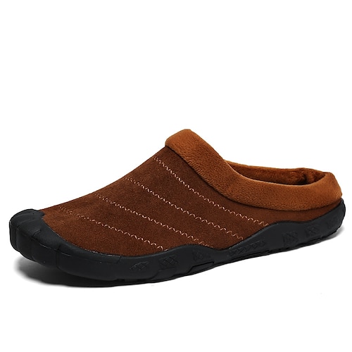 

Men's Slippers & Flip-Flops Warm Slippers Fleece Slippers Casual Daily Faux Leather Light Brown Dark Brown Black Winter