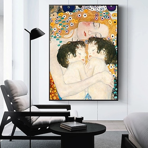 

Handmade Hand Painted Oil Painting Wall Art Classic Klimt Mother and Babys oil Painting Home Decoration Decor Rolled Canvas No Frame Unstretched