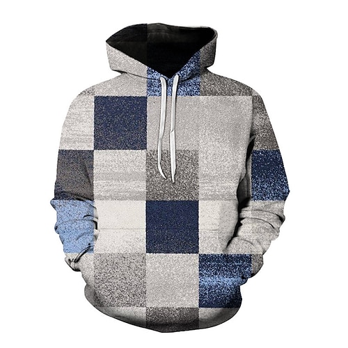 

Homme Sweat à capuche Vert Bleu Rouge Bleu clair Gris Capuche Graphic Plaid Bloc de couleur Casual du quotidien Vacances 3D effet Vêtement de sport Casual Grand et grand Automne hiver Vêtement Tenue