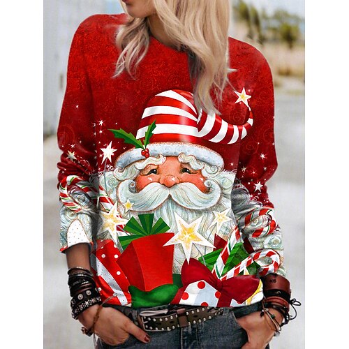 

Women's Sweatshirt Pullover Santa Claus Gnome Print Casual Sports 3D Print Active Streetwear Hoodies Sweatshirts Blue Purple Green
