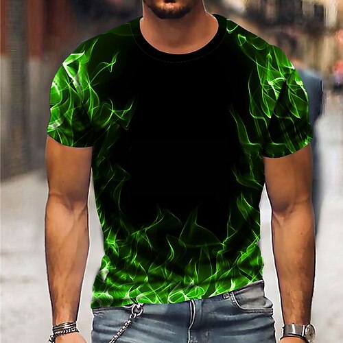 

Homme T shirt Tee Flamme Col Rond Vert Bleu Rouge Extérieur Plein Air Manches Courtes Imprimer Vêtement Tenue Sportif Mode Vêtement de sport Casual / Eté