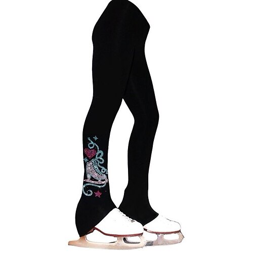 

Figure Skating Pants Women's Girls' Ice Skating Tights Leggings Outfits Black Fleece Spandex High Elasticity Training Practice Competition Skating Wear Thermal Warm Handmade Crystal / Rhinestone Ice