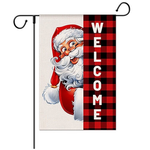 

Christmas Garden Flag Double Sides Flax Santa Claus Outdoor Welcome Home Decoration Banner Flags Xmas Gift New Year Navidad Hanging Flag