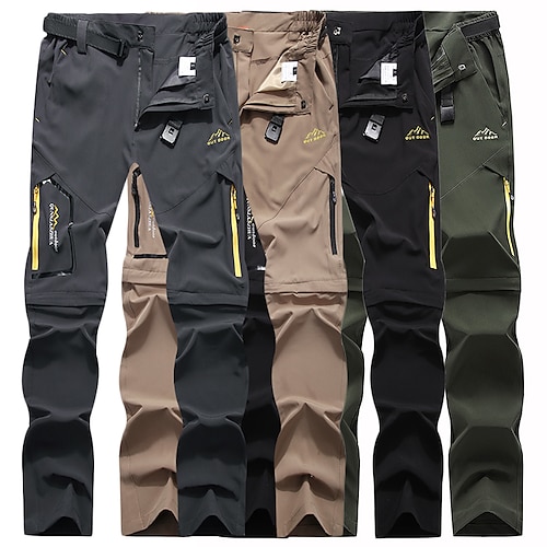 Mens Hiking Pants Convertible Quick Dry Zip Off UPF Lightweight Fishing Travel Camping Safari Cargo Work Pants,Khaki,34 