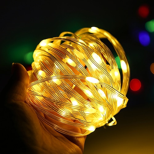 

Weihnachtsdekoration Lichter 22m 12m 7m Lichterketten PVC bedeckt Kupferdraht Licht Batterie USB Power Lichterkette warmweiß mehrfarbige LED Schnur für Gartenpflanzen