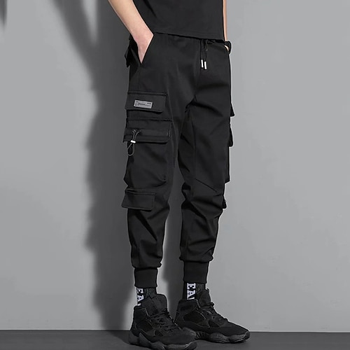 

Men's Cargo Pants Joggers Trousers Jogging Pants Elastic Waist Multi Pocket Plain Outdoor Sports Full Length Casual Daily Streetwear Sports & Outdoors ArmyGreen Black