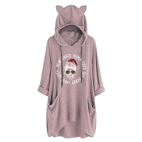 

Inspired by Christmas Santa Claus Hoodie Cartoon Manga Anime Cat Ear Harajuku Graphic Hoodie For Men's Women's Unisex Adults' Hot Stamping Polyster