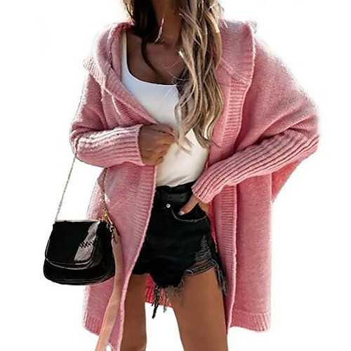 

Mujer Chaqueta de Punto Puente Tejer Sayo De Punto Color sólido Con Capucha Elegante Diario hombro caído Invierno Otoño Azul Piscina Rosa S M L / Manga Larga / Pulóveres / Ajuste regular