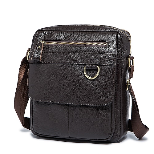 

Men's Messenger Bag Mobile Phone Bag Messenger Bag Crossbody Bag Nappa Leather Cowhide Zipper Daily Coffee