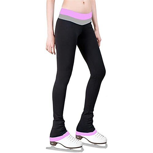

Figure Skating Pants Women's Girls' Ice Skating Tights Leggings Outfits Green Black Purple Fleece Spandex High Elasticity Training Practice Competition Skating Wear Thermal Warm Handmade Patchwork