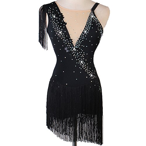 

Figure Skating Dress Women's Girls' Ice Skating Dress Outfits Black Criss Cross Mesh Spandex High Elasticity Practice Professional Competition Skating Wear Handmade Crystal / Rhinestone Sleeveless