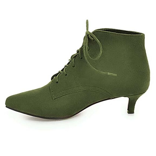 

Women's Boots Daily Plus Size Heel Boots Lace Up Boots Booties Ankle Boots Winter Kitten Heel Pointed Toe Classic Suede Microfiber Lace-up Solid Colored Black Green Red