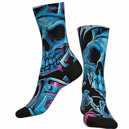 

Socks Cycling Socks Bike Socks Sports Socks Men's Women's Bike / Cycling Breathable Soft Comfortable 1 Pair Skull Cotton Blue S M L / Stretchy