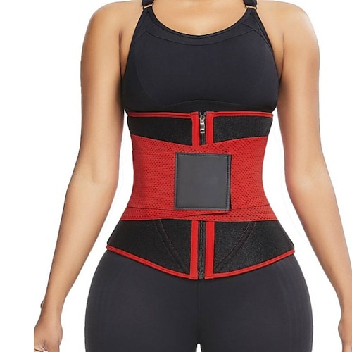 

Corset Women's Waist Trainer Shapewears Office Valentine's Day Running Gym Black Red Spandex Sport Breathable Underbust Corset Zipper Hook and Loop Tummy Control Push Up Basic Solid Color Spring