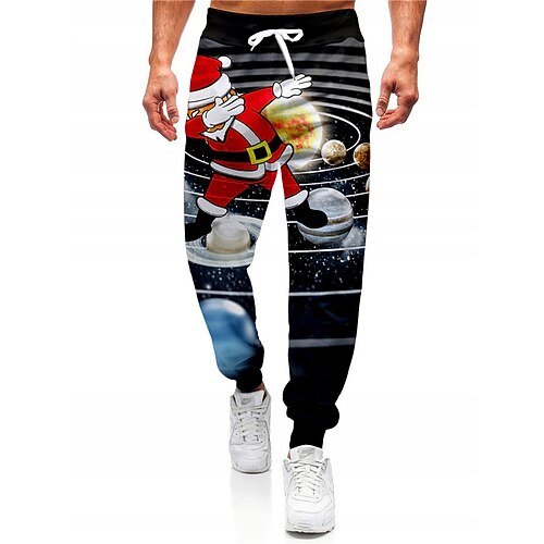 

Men's Christmas Pants Sweatpants Joggers Pants Trousers Trousers Drawstring Elastic Waist Graphic Santa Claus Outdoor Sports Full Length Christmas Casual Sports Designer Casual / Sporty Black