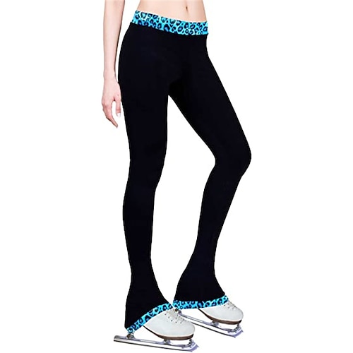 

Figure Skating Pants Women's Girls' Ice Skating Tights Leggings Outfits Blue Fleece Spandex High Elasticity Training Practice Competition Skating Wear Thermal Warm Handmade Patchwork Ice Skating