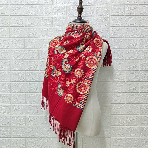 

Women's Shawls Wraps Party Beige Scarf Floral Black White Red Blue Fall