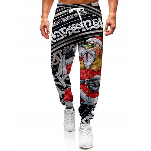 

Men's Christmas Pants Sweatpants Joggers Pants Trousers Trousers Drawstring Elastic Waist Graphic Santa Claus Outdoor Sports Full Length Christmas Casual Daily Designer Casual / Sporty Red
