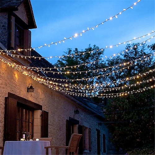  50m 100m girlanda choinka bajkowe światła 400 800 led string light ip65 wodoodporny łańcuch zewnętrzny ogród yard girlanda wesele wakacje krajobraz dekoracja oświetlenie niebieski kolorowy dc31v ue us