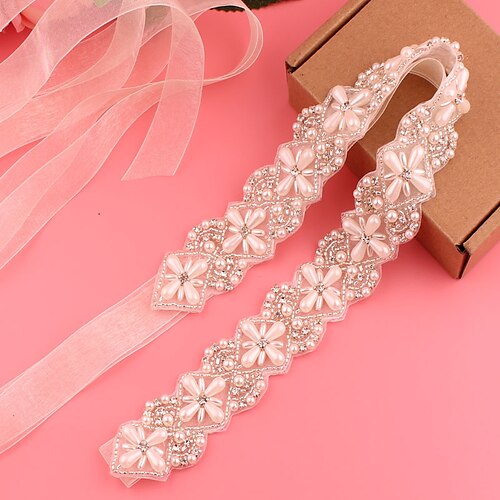 

Satin / Tulle Wedding / Party / Evening Sash With Imitation Pearl / Belt / Appliques Women's Sashes