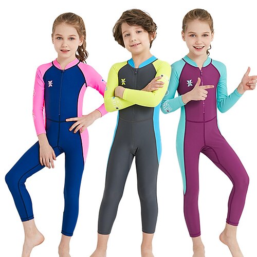 

DiveSail Boys Girls' Rash Guard Dive Skin Suit UV Sun Protection UPF50 Breathable Full Body Swimwear Swimsuit Front Zip Swimming Diving Surfing Snorkeling Patchwork Autumn / Fall Spring Summer