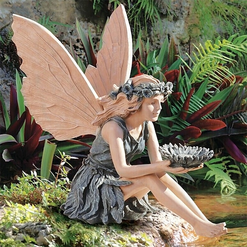 

The Sunflower Fairy Statue Beautiful Angel Sculpture Realistic Figure Ornament Stone Garden Yard Art Outdoors Indoor Decoration