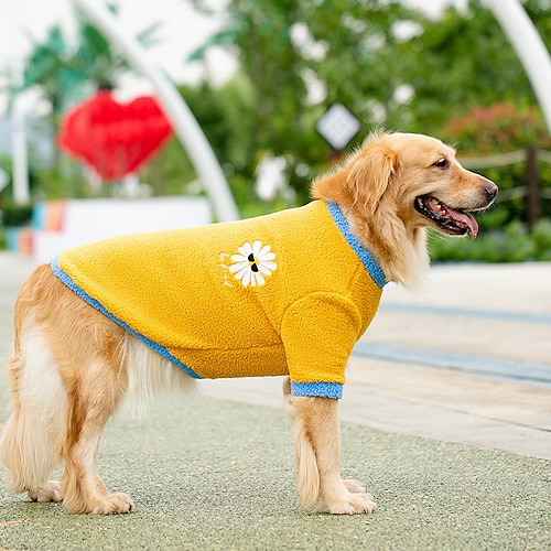 

autumn and winter new small daisy big dog warm fleece golden retriever medium and large dog two-legged sweater spring and autumn pet clothes