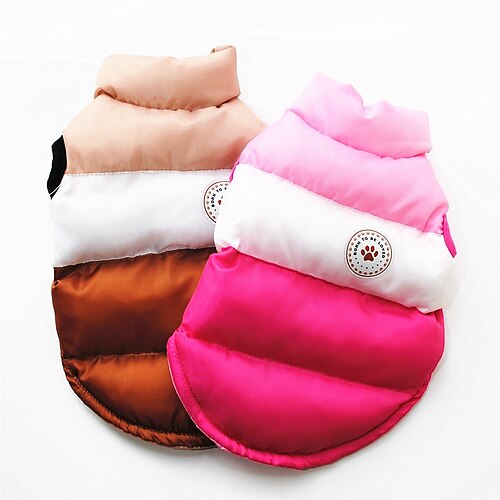 

Dog Puffer / Down Jacket Stripes Classic Style Festival Winter Dog Clothes Puppy Clothes Dog Outfits Warm Blue Pink Brown Costume for Girl and Boy Dog Polyester Cotton S M L XL XXL