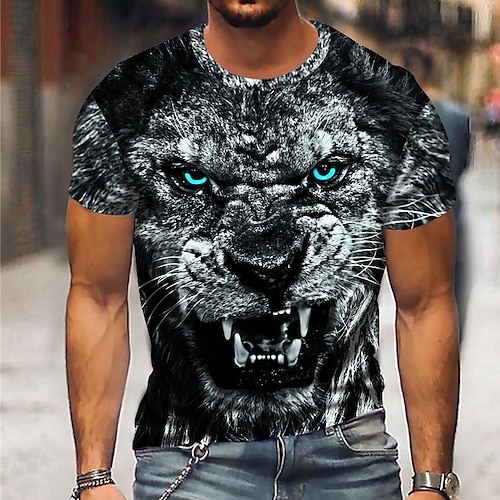 

Hombre Camiseta Animal Tigre Escote Redondo Verde Trébol Azul Piscina Exterior Calle Manga Corta Estampado Ropa Deportes Moda Ropa deportiva Casual / Verano