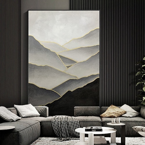 

Handmade Oil Painting Canvas Wall Art Decoration Abstract Landscape Painting Black And White Landscape for Home Decor Rolled Frameless Unstretched Painting