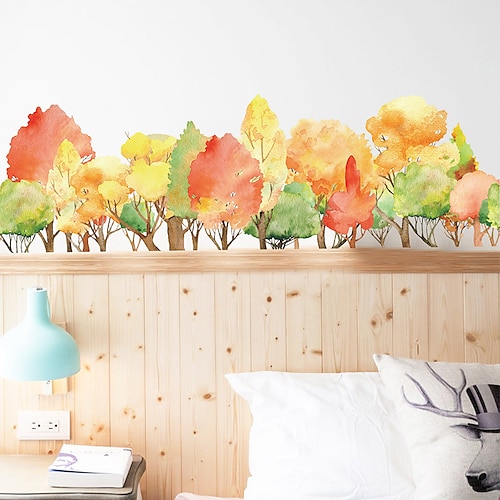 

Autumn Forest Plants Wall Stickers Bedroom Removable Pre-pasted PVC Home Decoration Wall Decal 90X30cm