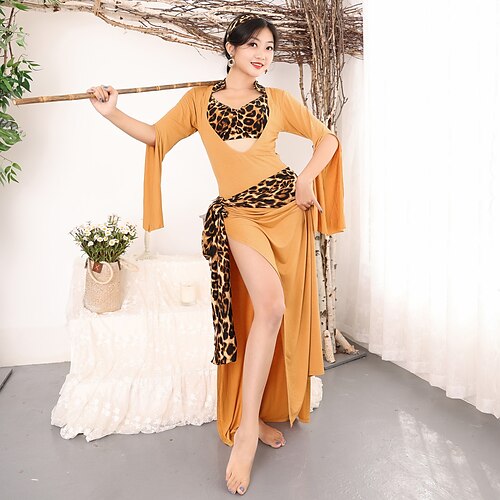 

Belly Dance Top Leopard Print Women's Performance Theme Party Long Sleeve Polyester