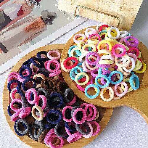 

100pcs Kid Small Hair Bands Baby Girl Children Headbands Colorful Elastic Hair Tie Nylon Scrunchie Hair Rope 100pcs Hair Accessories