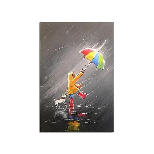 

Oil Painting Handmade Hand Painted Wall Art Children and Dog Abstract People As Christmas Gift Home Decoration Decor Rolled Canvas No Frame Unstretched