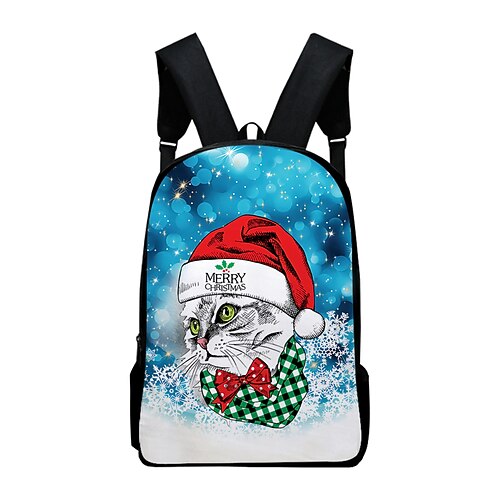 

Unisex Oxford Cloth 300D School Bag Commuter Backpack Large Capacity Breathable Zipper School Daily Christmas Blue